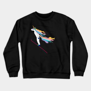 Ski jumping Unicorn in an elegant flight Crewneck Sweatshirt